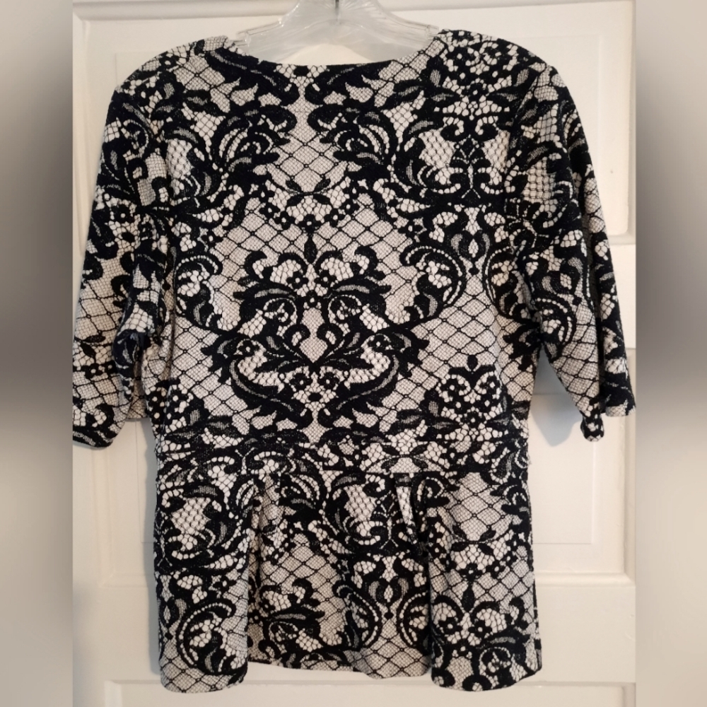 Anthropologie Postmark Leia Lace Print Peplum Blouse - Picture 3 of 11